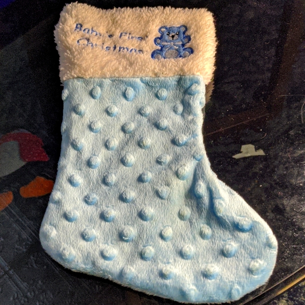 Baby's First.Christmas Blue Stocking